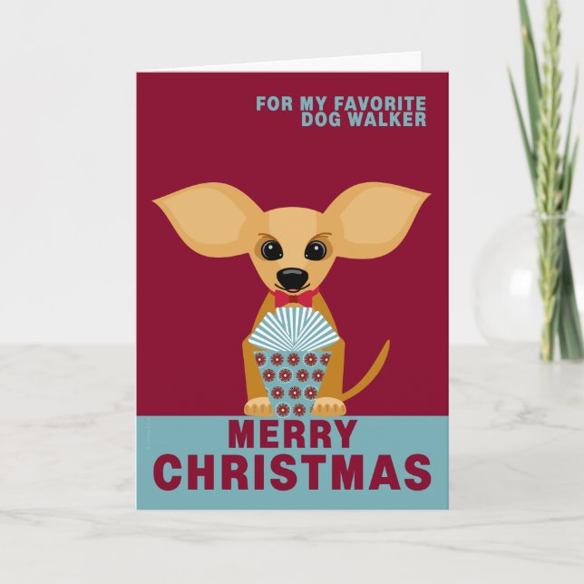 Cartão De Festividades Feliz Natal Cachorro Favorito Walker Chihuahua (Frente)