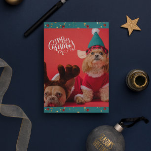 Cartão De Festividades Feliz Natal Cachorro Fofo Natal