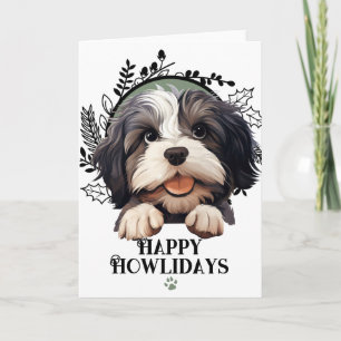 Cartão De Festividades Feliz Natal Cachorro Lowchen Howlidays