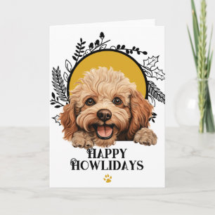 Cartão De Festividades Feliz Natal Cachorro Poodle Brinquedo