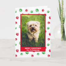 Feliz Natal Cachorro Vermelho Verde Impressões de 