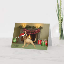 Cartão De Festividades Feliz Natal cachorro yoga 