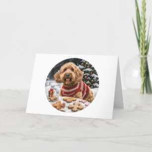 Cartão De Festividades Feliz Natal Cachorros de Goldendoodle