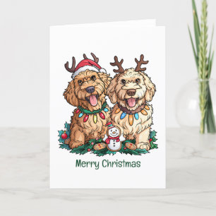 Cartão De Festividades Feliz Natal Cachorros de Goldendoodle