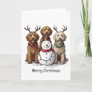 Cartão De Festividades Feliz Natal Cachorros de Goldendoodle