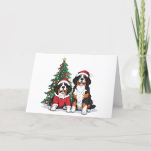 Cartão De Festividades Feliz Natal Cães de Montanha Berneses