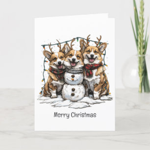 Cartão De Festividades Feliz Natal Cães de Neve