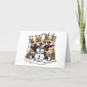 Cartão De Festividades Feliz Natal Cães de Neve
