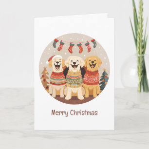 Cartão De Festividades Feliz Natal Cães Labrador Retriever
