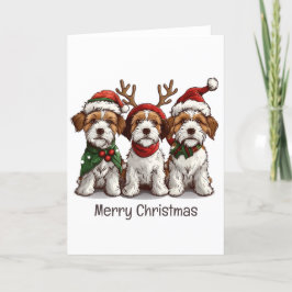 Cartão De Festividades Feliz Natal Cães Welsh Wire Fox Terrier