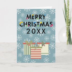 Cartão De Festividades Feliz Natal Caixas de Presente Flocos de Neve