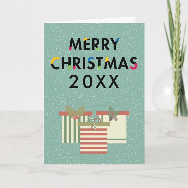 Cartão De Festividades Feliz Natal Caixas de Presentes Feriados Feriados  (Frente)