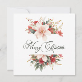 Cartão De Festividades Feliz Natal Caligrafia Aquarela Floral