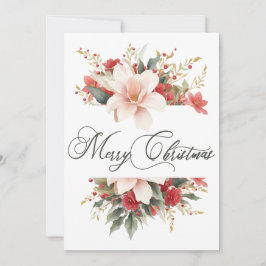 Cartão De Festividades Feliz Natal Caligrafia Aquarela Floral