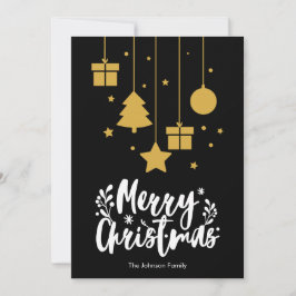 Cartão De Festividades Feliz Natal Caligrafia Black Christmas Card
