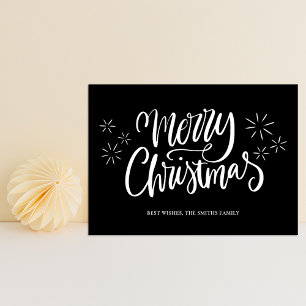 Cartão De Festividades Feliz Natal - Caligrafia Negra Moderna Não Foto