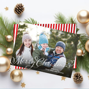 Cartão De Festividades Feliz Natal, Caligrafia Vermelha