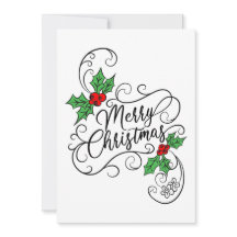 Feliz Natal Calliografia Holly Saudação