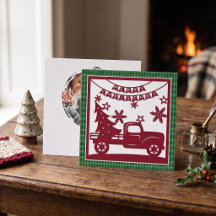 Feliz Natal Caminhão Árvore de Natal Faux Papercut