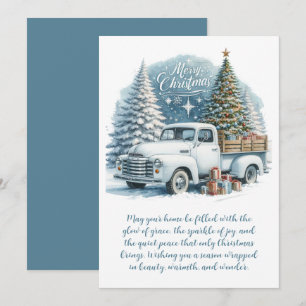 Cartão De Festividades Feliz Natal – Caminhão Branco Antigo com Presentes