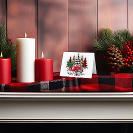 Cartão De Festividades Feliz Natal caminhão e árvores