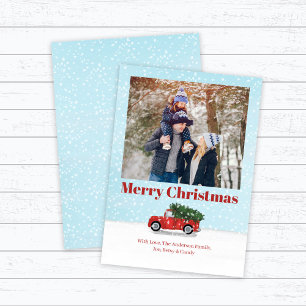 Cartão De Festividades Feliz Natal Caminhão Vermelho Foto Personalizada