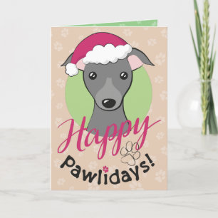 Cartão De Festividades Feliz Natal - Cão de Greyhound Italiano