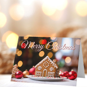 Cartão De Festividades Feliz Natal - Casa de Pão de Gingerpão Fofado