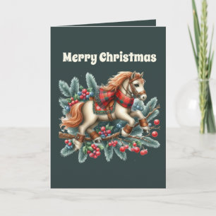 Cartão De Festividades Feliz Natal cavalo adicionar mensagem