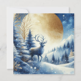 Cartão De Festividades Feliz Natal & Cena de inverno com cervos
