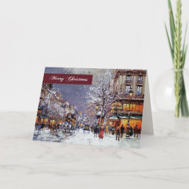 Cartão De Festividades Feliz Natal. Cena Parisiense de inverno