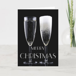 Cartão De Festividades Feliz Natal Champanhe Flute Glass