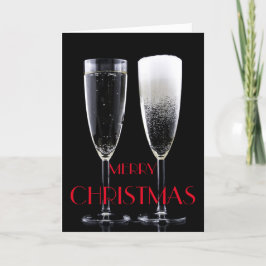 Cartão De Festividades Feliz Natal Champanhe Flute Glass