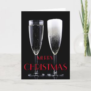 Cartão De Festividades Feliz Natal Champanhe Flute Glass