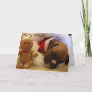 Cartão De Festividades Feliz Natal Christmas Boxer Puppy greeting card