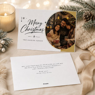 Cartão De Festividades Feliz Natal Círculo Dourado Moderno Foto