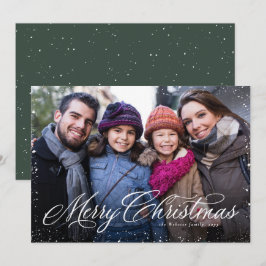 Cartão De Festividades Feliz Natal clássico verde de uma foto