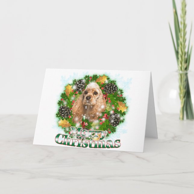 Cartão De Festividades Feliz Natal cocker spaniel (Frente)