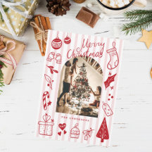 Feliz Natal Coisas Favoritas Desenhadas à Mão Verm