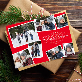 Cartão De Festividades Feliz Natal colagem de 7 fotos família vermelha