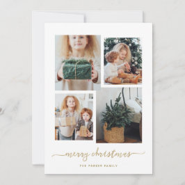 Cartão De Festividades Feliz Natal | Colagem de Fotografias Dourada Moder