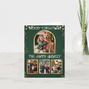 Cartão De Festividades Feliz Natal Colagem de Fotos da Família Dobrada