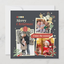 Cartão De Festividades Feliz Natal | Colagem de Fotos da Família Moderna