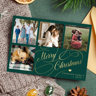 Cartão De Festividades Feliz Natal - Colagem de Fotos - Escrita elegante