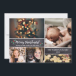 Cartão De Festividades Feliz Natal, Colagem de Fotos, Script Moderno<br><div class="desc">Suas lindas fotos de família merecem ser compartilhadas durante esta época do ano enquanto você envia desejos calorosos. Personalize este design moderno e personalize com sua saudação familiar. Encontre as outras peças da coleção.</div>