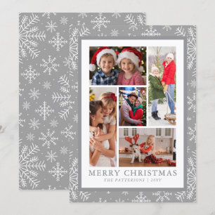 Cartão De Festividades Feliz Natal Colagem de Fotos Silver Snowflake