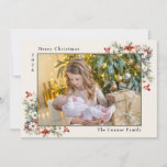 Cartão De Festividades Feliz Natal Collage Poinsettias<br><div class="desc">Elegante cartão de saudação de Natal de 5 fotos com texto, "Feliz Natal". Personalizado com o ano e o nome da família, também. As fotos estão na frente e atrás do cartão. Acentuado com poinsetos vermelhos e brancos e verde. Entre em contato comigo para obter assistência com suas personalizações ou...</div>