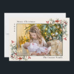 Cartão De Festividades Feliz Natal Collage Poinsettias<br><div class="desc">Elegante cartão de saudação de Natal de 5 fotos com texto, "Feliz Natal". Personalizado com o ano e o nome da família, também. As fotos estão na frente e atrás do cartão. Acentuado com poinsetos vermelhos e brancos e verde. Entre em contato comigo para obter assistência com suas personalizações ou...</div>