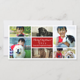 Cartão De Festividades Feliz Natal Collage Seis Fotos da Família