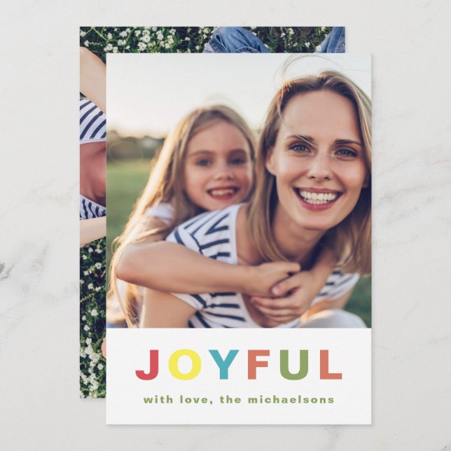 Cartão De Festividades Feliz Natal Colorido Duas Colagens Fotográficas (Frente/Verso)